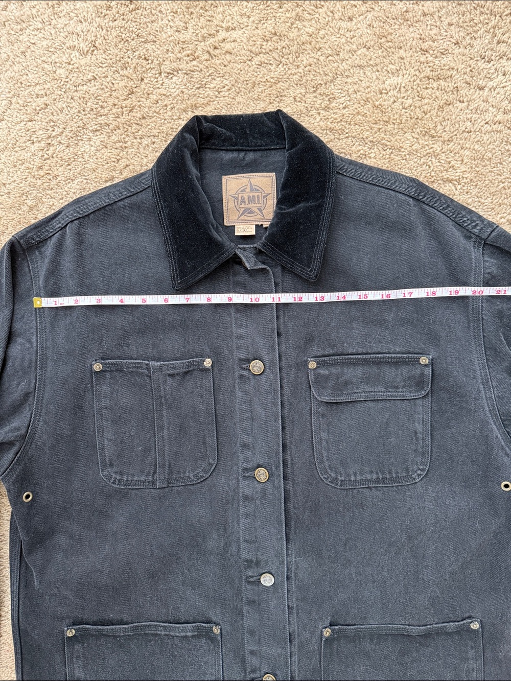 Vintage AMI Men's Black Cotton Field Jacket // M // Y2K - Picture 8 of 15